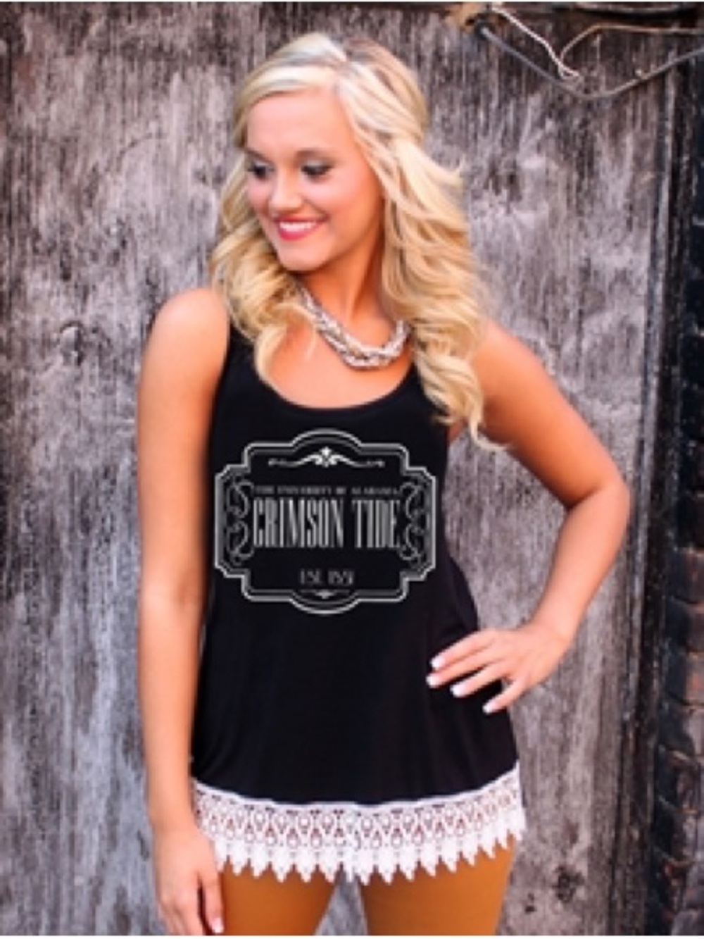 Game Day Couture Alabama Crimson Tide‎ Tank 🖤 Lace Trim NCAA Medium